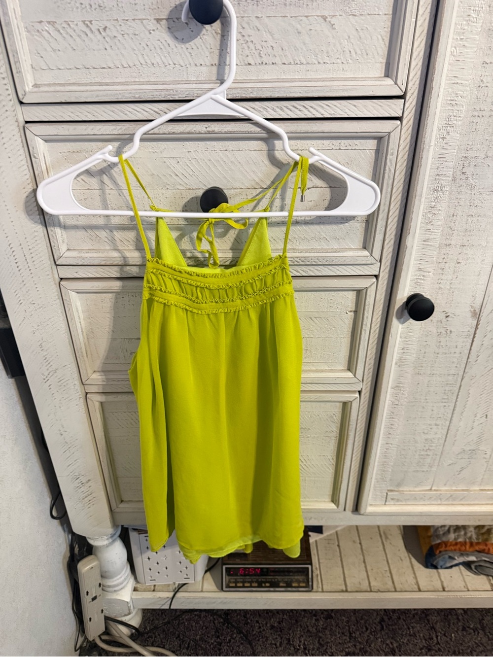 Halston Heritage Neon Lime Smocked-Detail Camisole